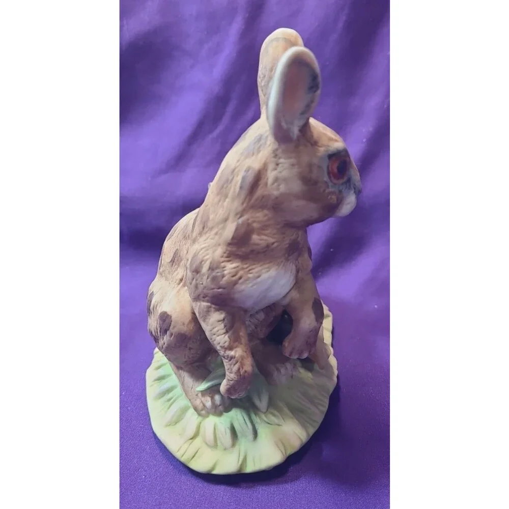 2 VTG Royal Crown Signed Porcelain Rabbit Large Figurines